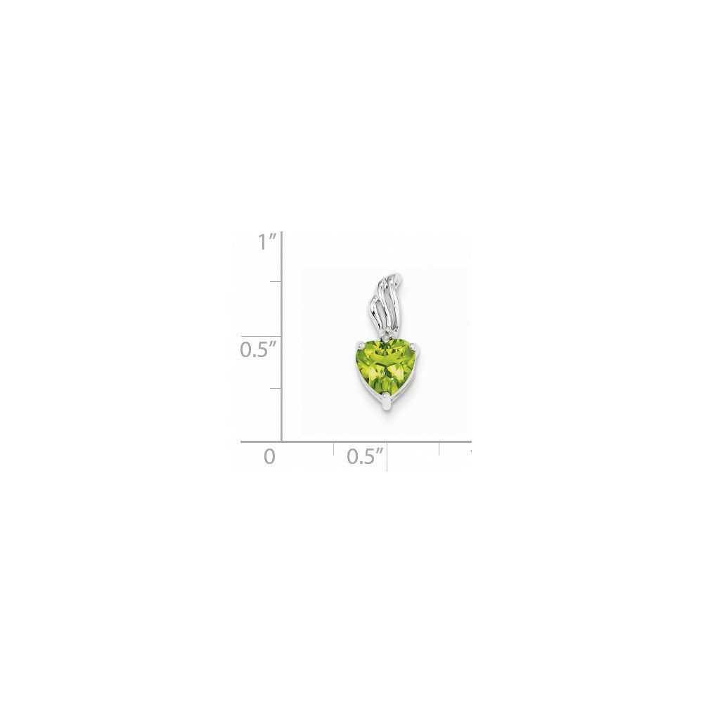 14k White Gold Real Diamond and Peridot Heart Pendant
