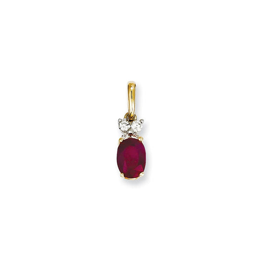 14k Two-Tone Gold Real Diamond u0026 Ruby Pendant
