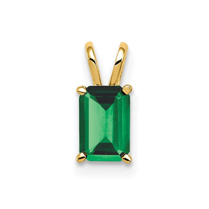 14K Yellow Gold 6x4mm Emerald Cut Emerald pendant