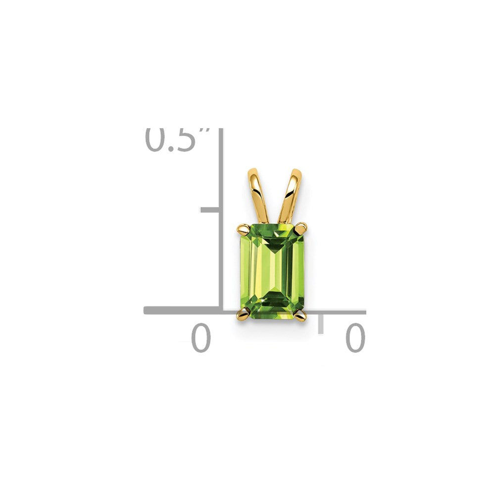 14K Yellow Gold 6x4mm Emerald Cut Peridot pendant