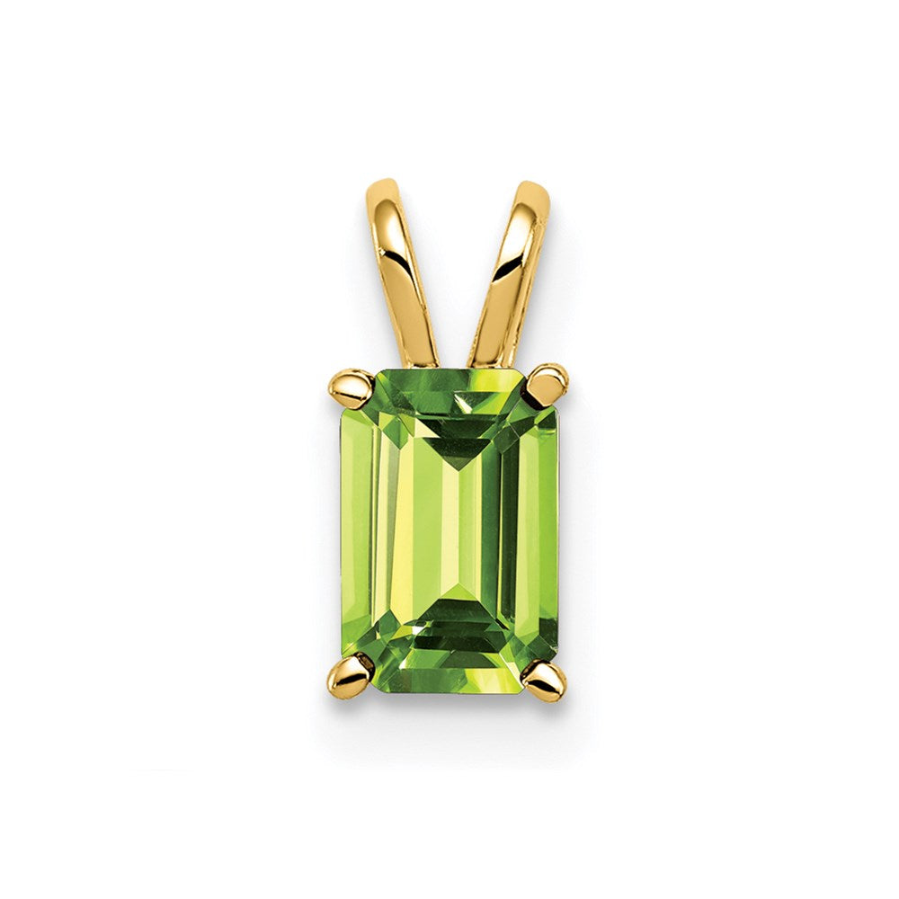 14K Yellow Gold 6x4mm Emerald Cut Peridot pendant