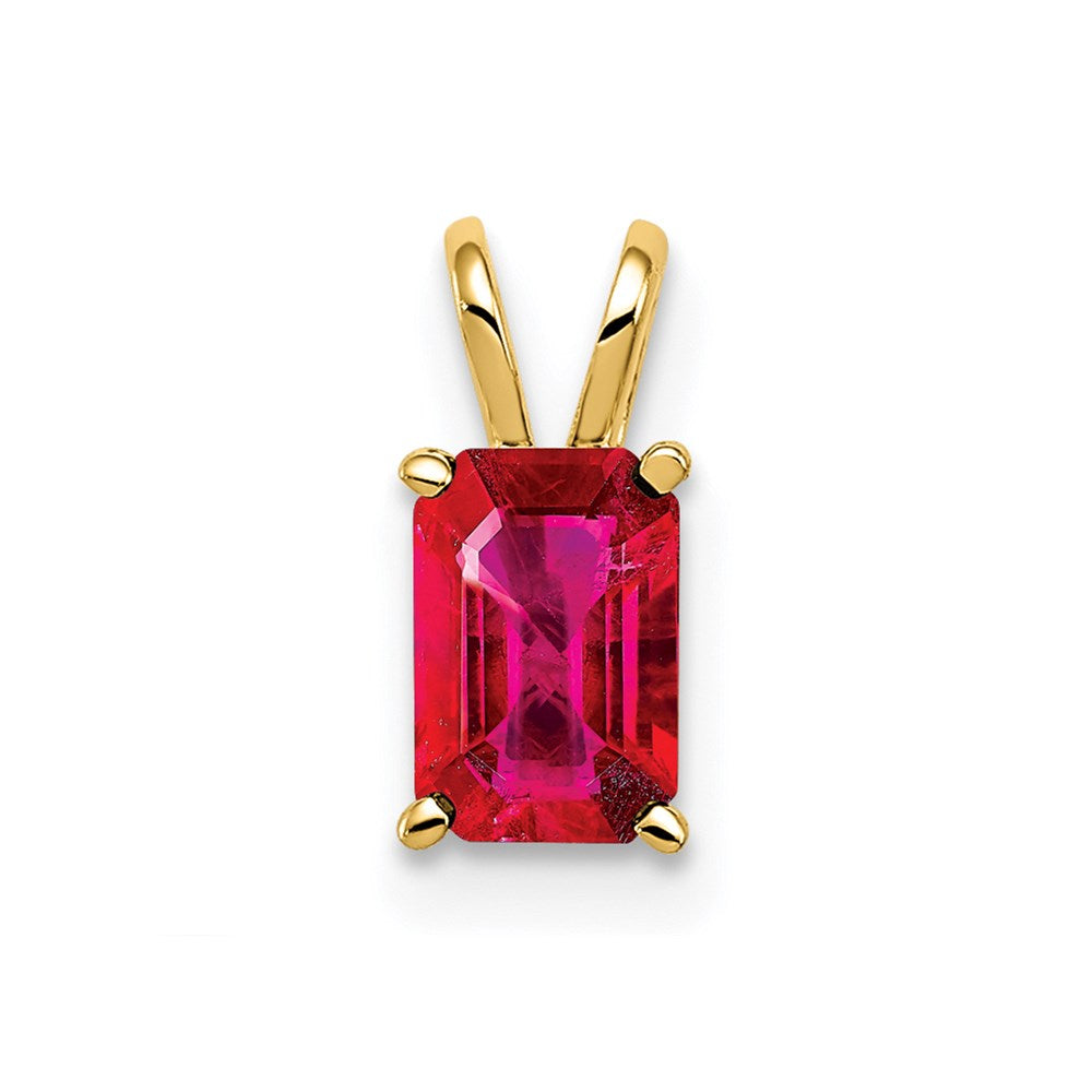 14K Yellow Gold 6x4mm Emerald Cut Ruby pendant