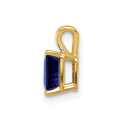 14K Yellow Gold 6x4mm Emerald Cut Sapphire pendant