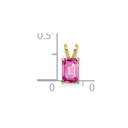 14K Yellow Gold 6x4mm Emerald Cut Pink Sapphire pendant