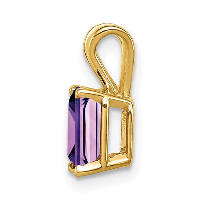 14K Yellow Gold 7x5mm Emerald Cut Amethyst pendant