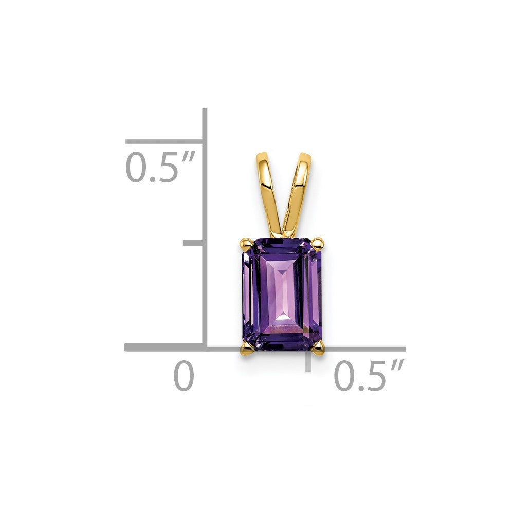 14K Yellow Gold 7x5mm Emerald Cut Amethyst pendant