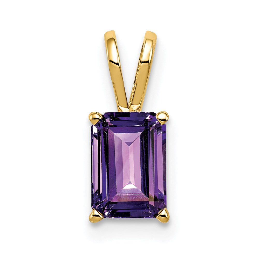 14K Yellow Gold 7x5mm Emerald Cut Amethyst pendant