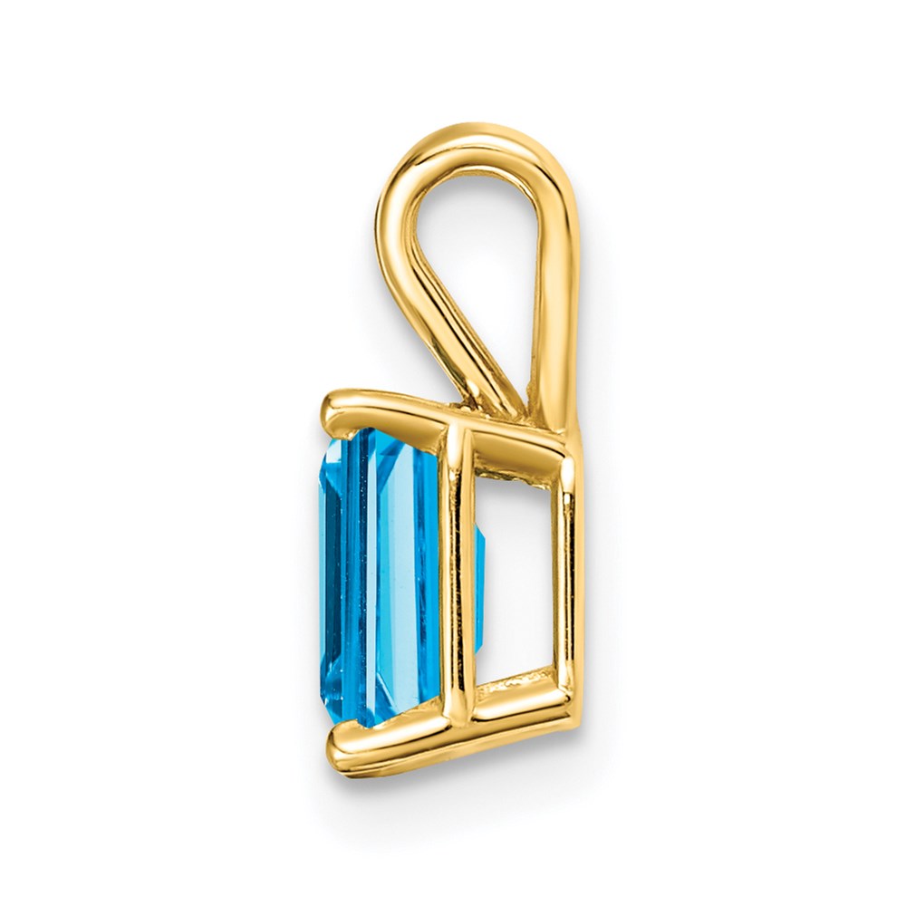 14K Yellow Gold 7x5mm Emerald Cut Blue Topaz pendant