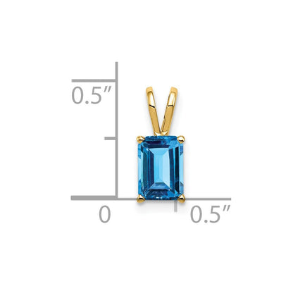 14K Yellow Gold 7x5mm Emerald Cut Blue Topaz pendant