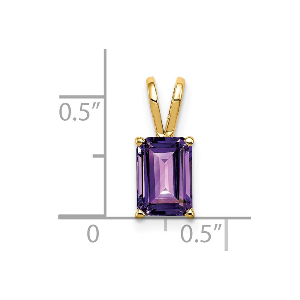 14K Yellow Gold 8x6mm Emerald Cut Amethyst pendant