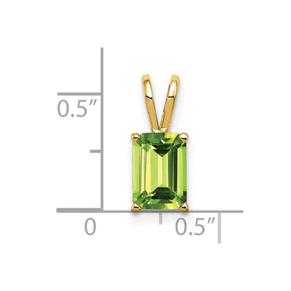 14K Yellow Gold 8x6mm Emerald Cut Peridot pendant