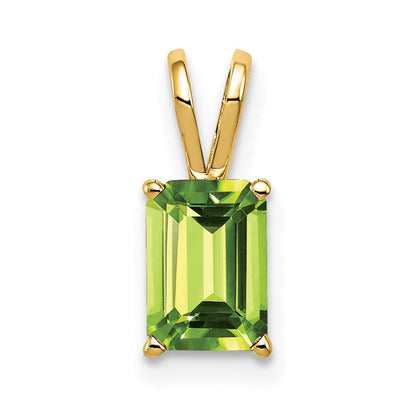 14K Yellow Gold 8x6mm Emerald Cut Peridot pendant
