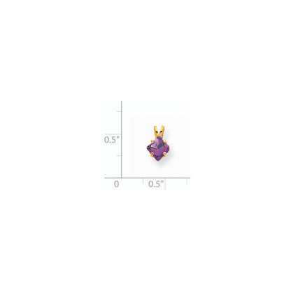 14K Yellow Gold 5mm Princess Cut Amethyst pendant