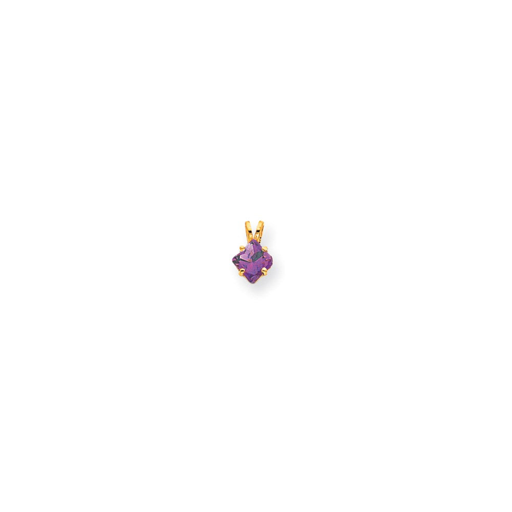 14K Yellow Gold 5mm Princess Cut Amethyst pendant