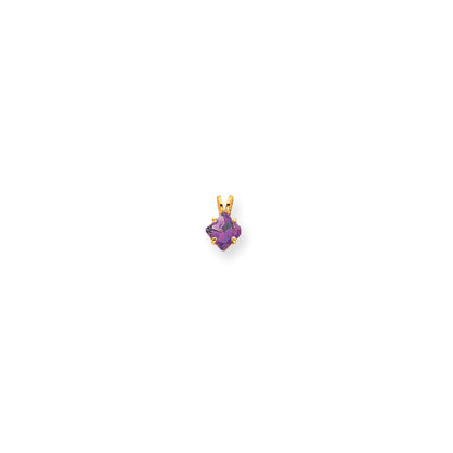 14K Yellow Gold 5mm Princess Cut Amethyst pendant