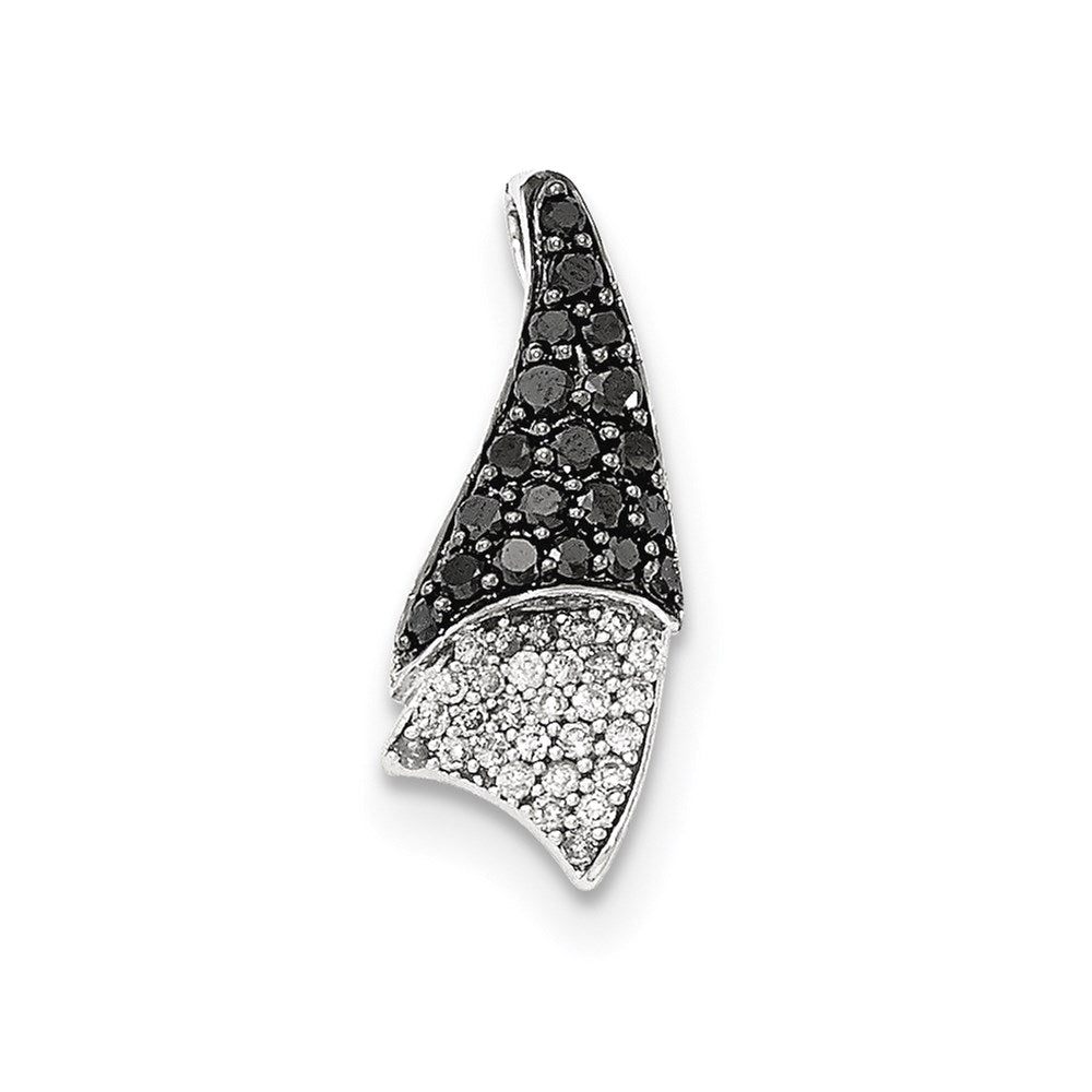 14k White Gold Real Diamond u0026 Black Real Diamond Chain Slide Pendant