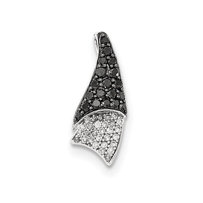 14k White Gold Real Diamond u0026 Black Real Diamond Chain Slide Pendant