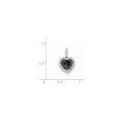 14k White Gold Black and White Real Diamond Heart Pendant