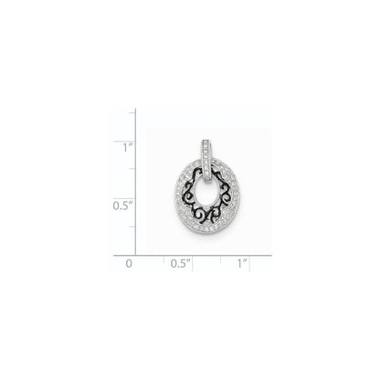 14K White Gold w/Black Rhodium Polished Real Diamond Pendant