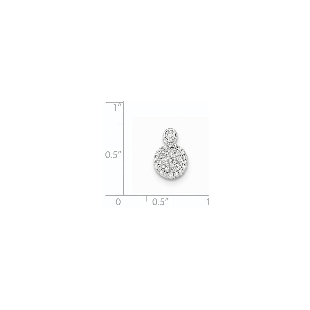 14k White Gold Real Diamond Round Chain Slide