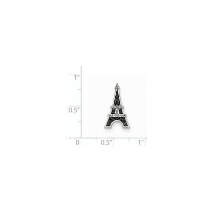 14kt White Gold Real Diamond/Black Real Diamond Eiffel Tower Chain Slide Chain Slide