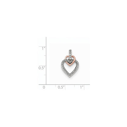 14K Rose Gold Real Diamond Heart Pendant