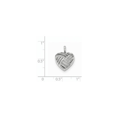 14K White Gold Polished Real Diamond Heart Domed Pendant