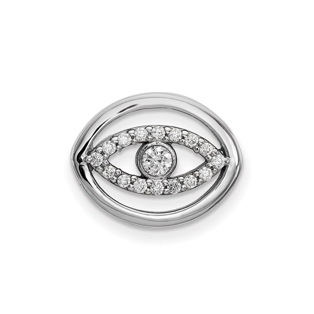 14k White Gold Medium Real Diamond Gold Halo Evil Eye Pendant