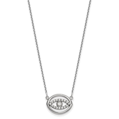 14k White Gold Medium Real Diamond Gold Halo Evil Eye Necklace