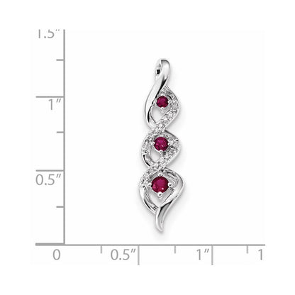 14k White Gold Real Diamond u0026 Ruby Chain Slide