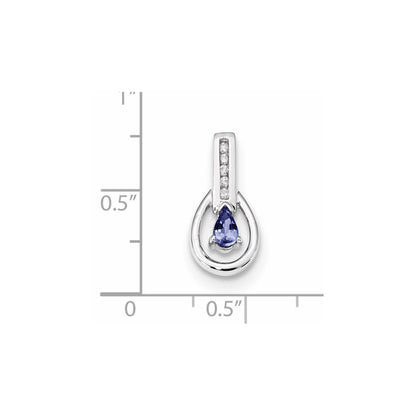 14k White Gold Diamond & Tanzanite Pendant