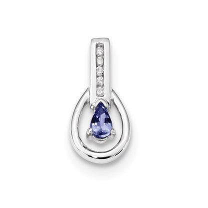 14k White Gold Diamond & Tanzanite Pendant