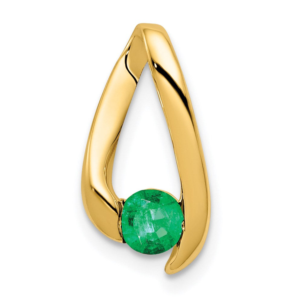 14K Yellow Gold 4mm Emerald pendant
