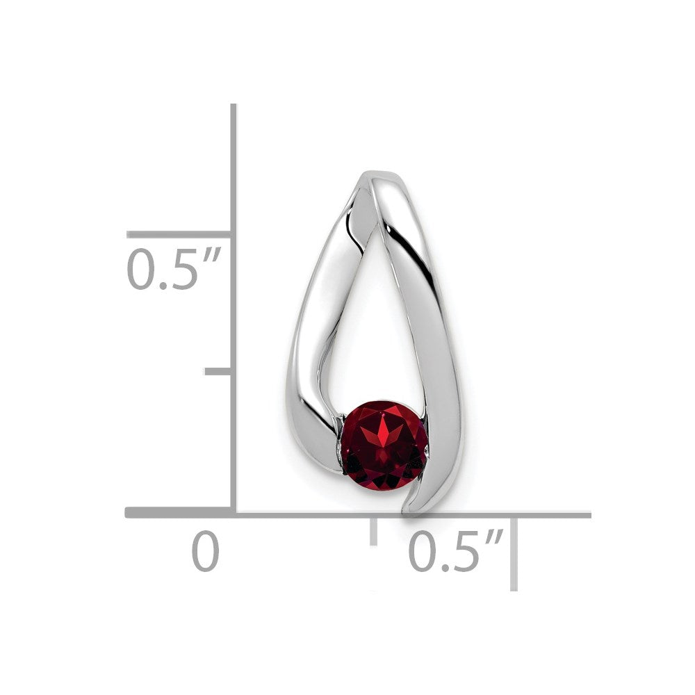 14k White Gold 4mm Garnet Pendant