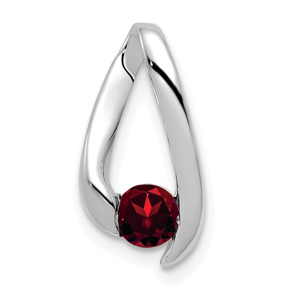 14k White Gold 4mm Garnet Pendant