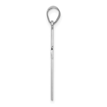 14k White Gold White Floral Cross Pendant