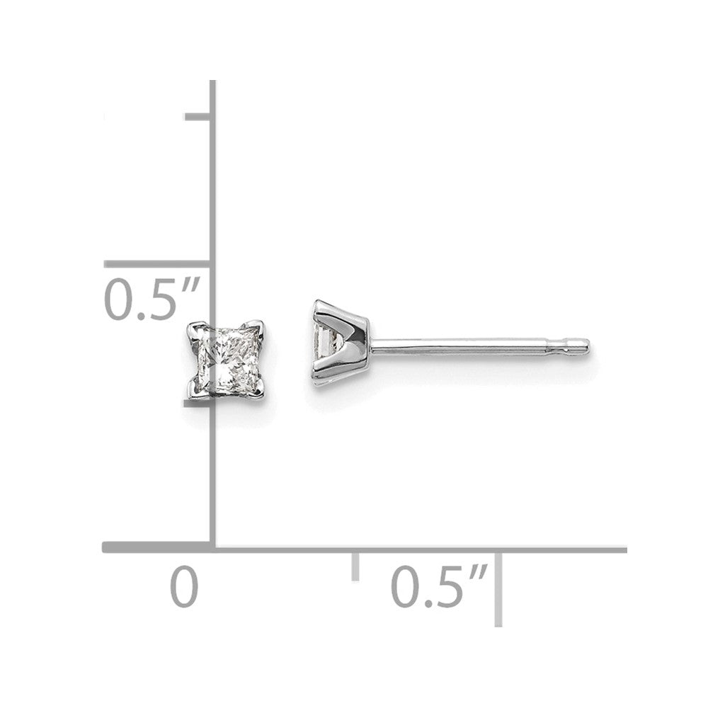 14k White Gold AA Quality Complete Princess Cut Diamond Earrings