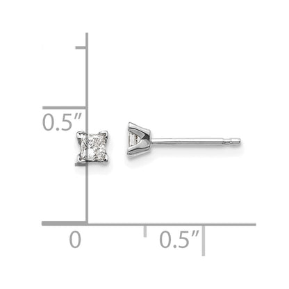 14k White Gold AA Quality Complete Princess Cut Diamond Earrings