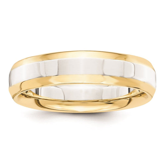 Solid 10K Yellow Gold Two-Tone 5mm Domed Size 6 Wedding Men's/Women's Wedding Band Ring