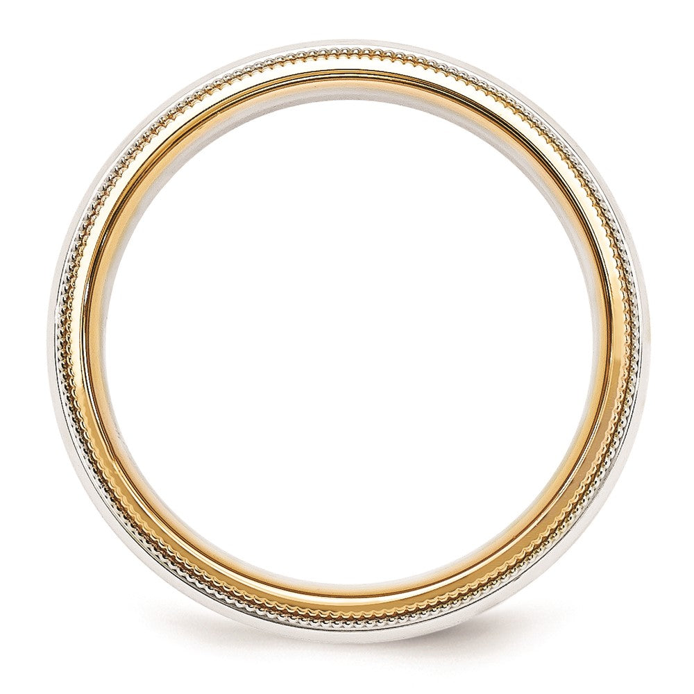 Solid 10K Yellow Gold Two-Tone 5.5mm Milgrained-Edged Size 5 Wedding Men's/Women's Wedding Band Ring