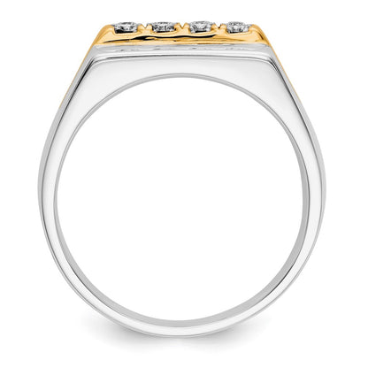 14k Two-Tone Gold Real Diamond Men's Ring