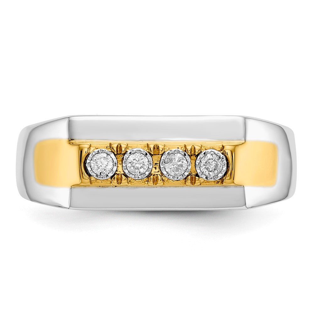14k Two-Tone Gold Real Diamond Men's Ring