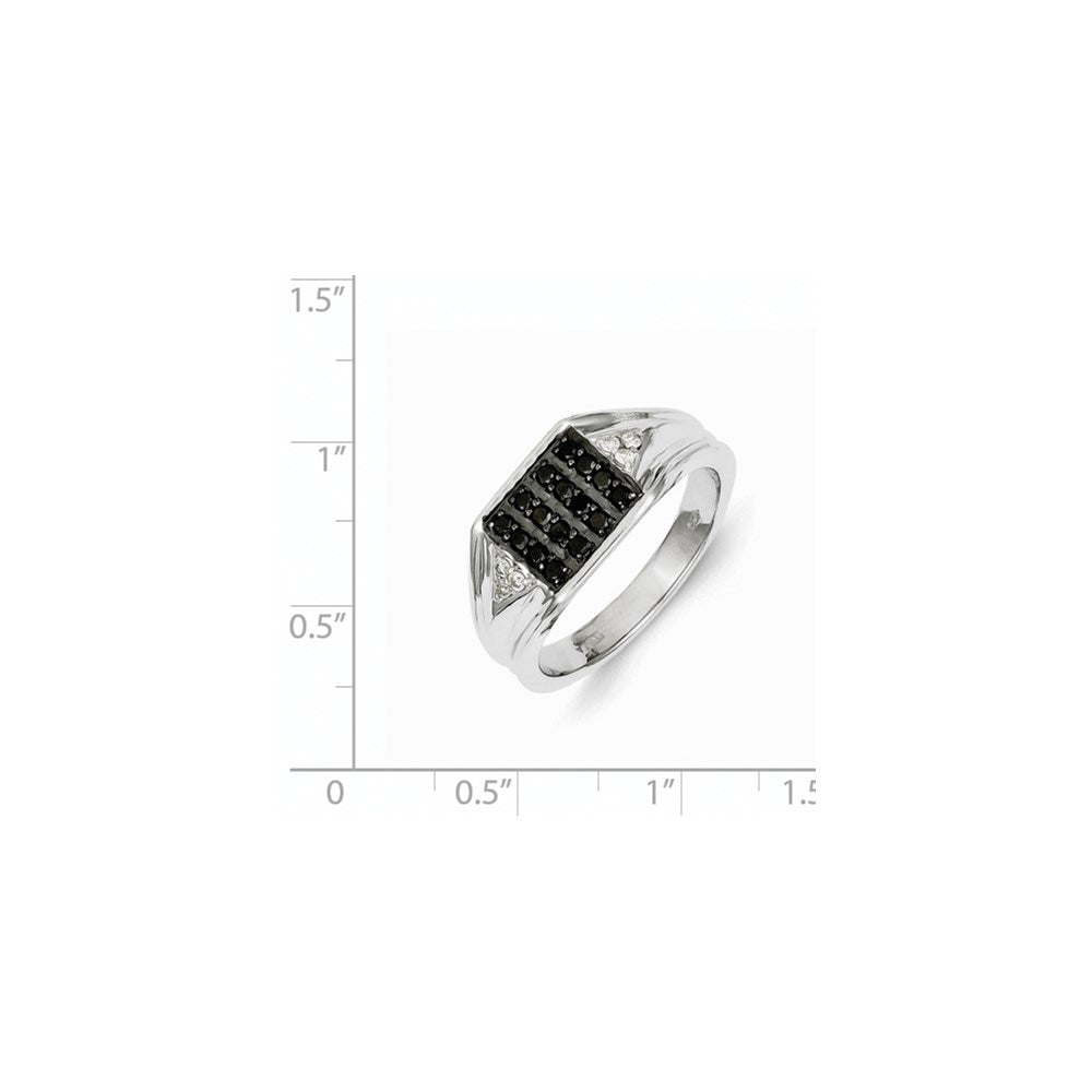 14k White Gold Black and White Real Diamond Men's Ring