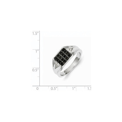 14k White Gold Black and White Real Diamond Men's Ring