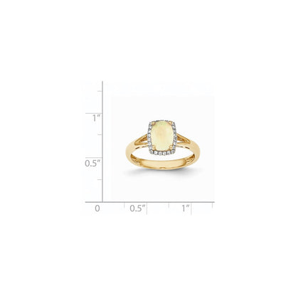 14K Yellow Gold Oval Australian Opal u0026 Real Diamond Rectangle Ring