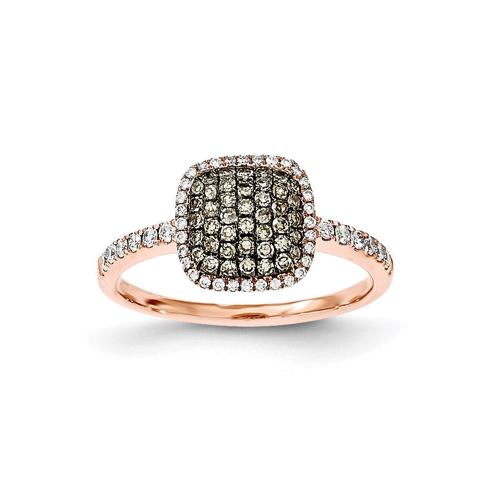 14K Rose Gold Real Diamond u0026 Pav?ó?é¼?í Champagne Real Diamond Ring