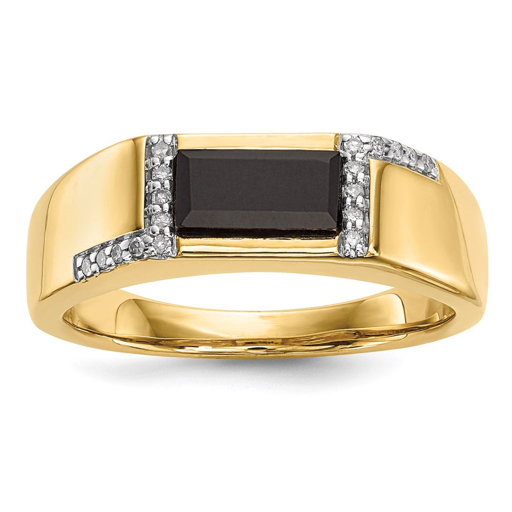 14K Gold w/ Onyx u0026 Real Diamond Men's Ring