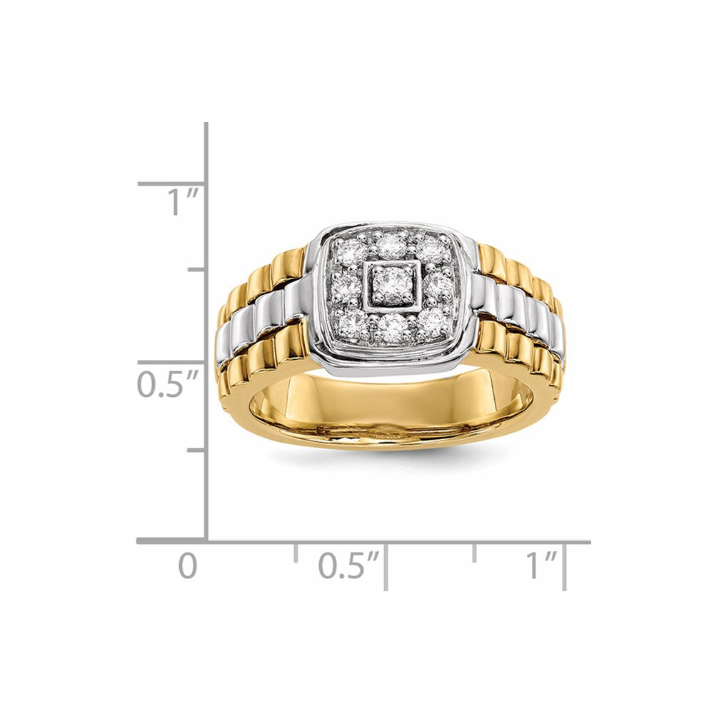 14k White/Yellow Gold Real Diamond Men's Ring