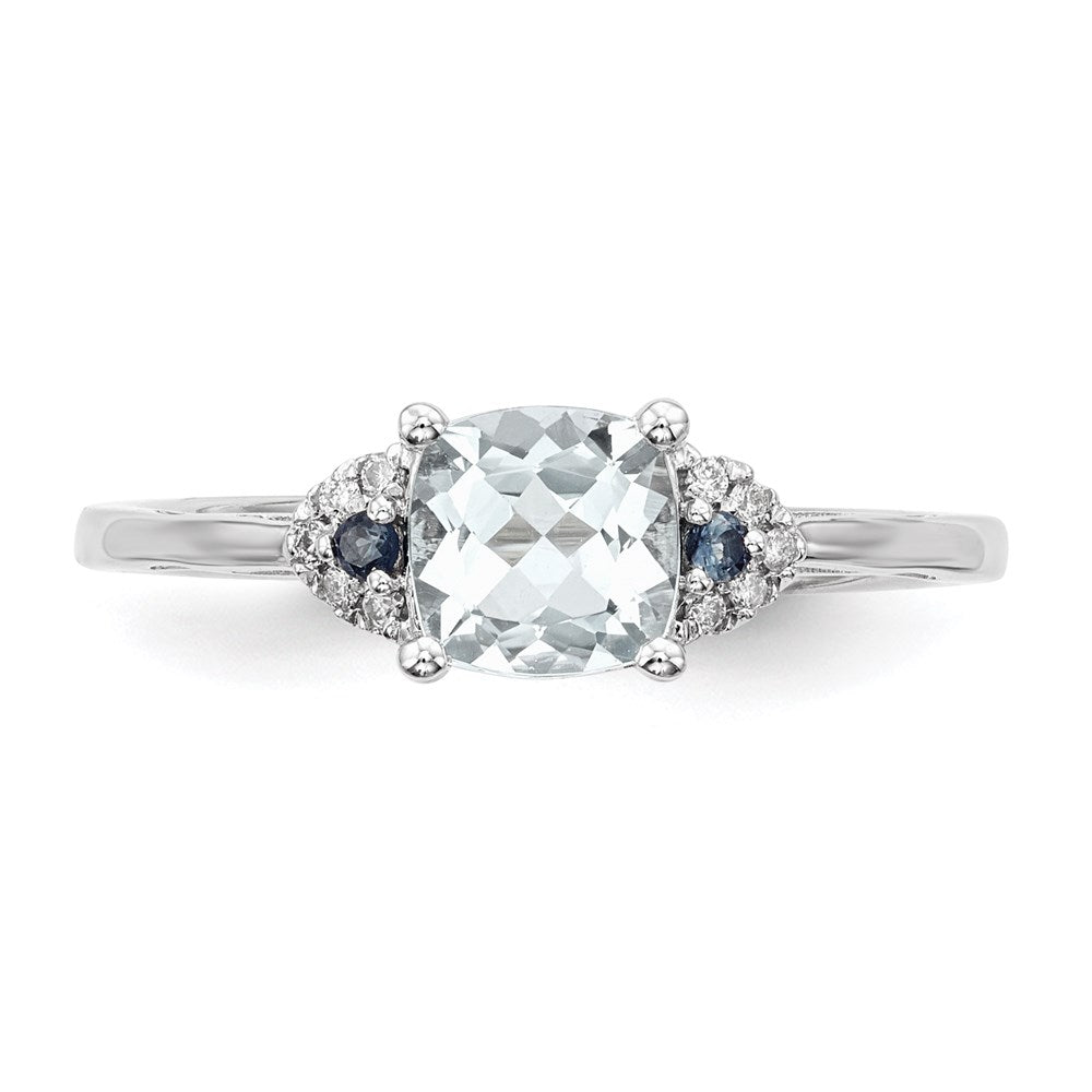 14k White Gold w/ Aquamarine /Blue Sapphire & Dia. Ring