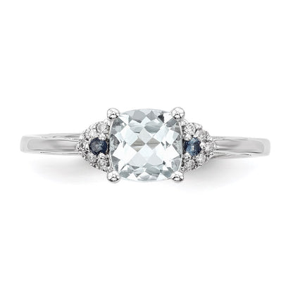 14k White Gold w/ Aquamarine /Blue Sapphire & Dia. Ring